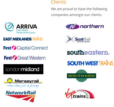 Clients:  We are proud to have the following  companies amongst our clients.